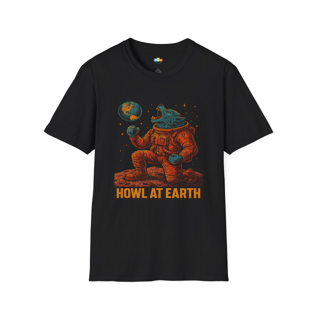 Howl At Earth Halloween T-Shirt - Werewolf Astronaut Space Horror Gothic Spooky Fall Cosmic Graphic Tee