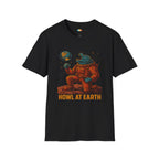 Howl At Earth Halloween T-Shirt - Werewolf Astronaut Space Horror Gothic Spooky Fall Cosmic Graphic Tee