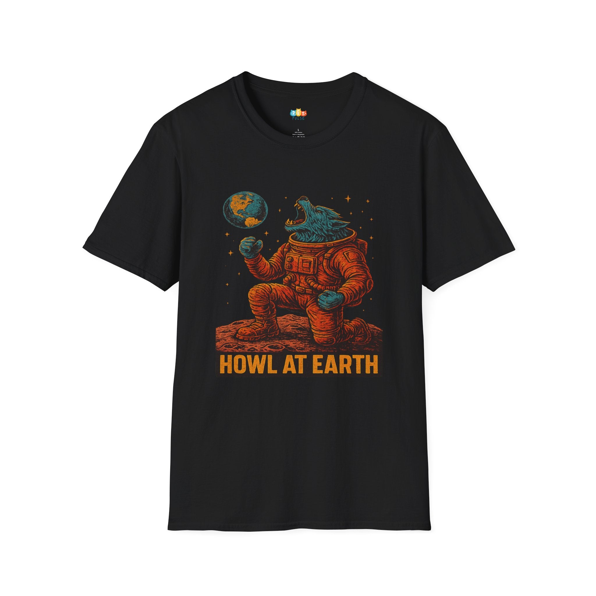 Howl At Earth Halloween T-Shirt - Werewolf Astronaut Space Horror Gothic Spooky Fall Cosmic Graphic Tee