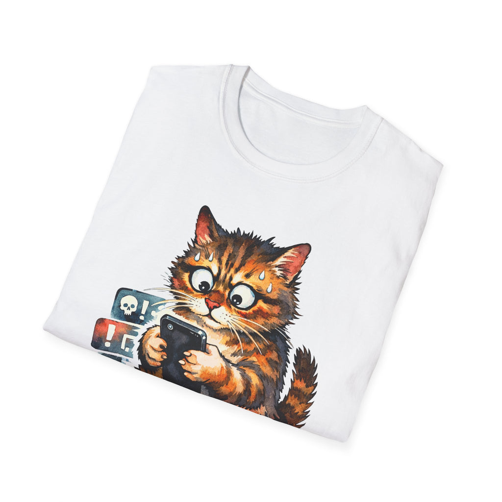 Doomscrolling Is A Cat-astrophe Funny Cat Pun T-Shirt | Tech Pack Collection by PetPulse