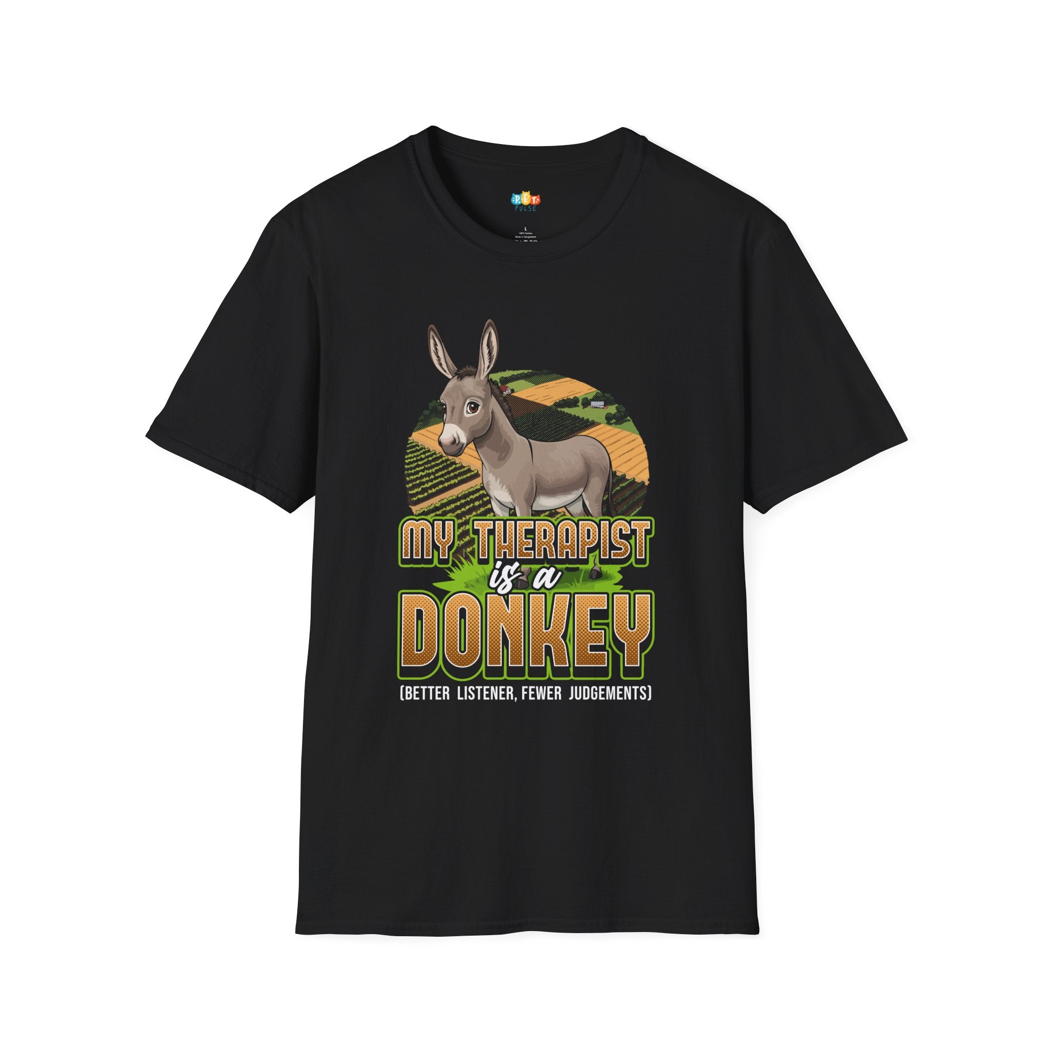 My Therapist Is A Donkey T-Shirt - Funny Farm Life Rural Country Living Donkey Therapy Animal Graphic Tee