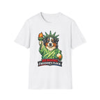 Herding Freedom's Flock Funny Australian Shepherd Statue of Liberty T-Shirt | Lady Liberty Pups Collection by PetPulse