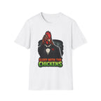 Sleep With The Chickens Funny Dark Humor Chicken T-Shirt | Tuxedo Rooster Waterfront Graphic Tee for Chicken Owners | PetPulse