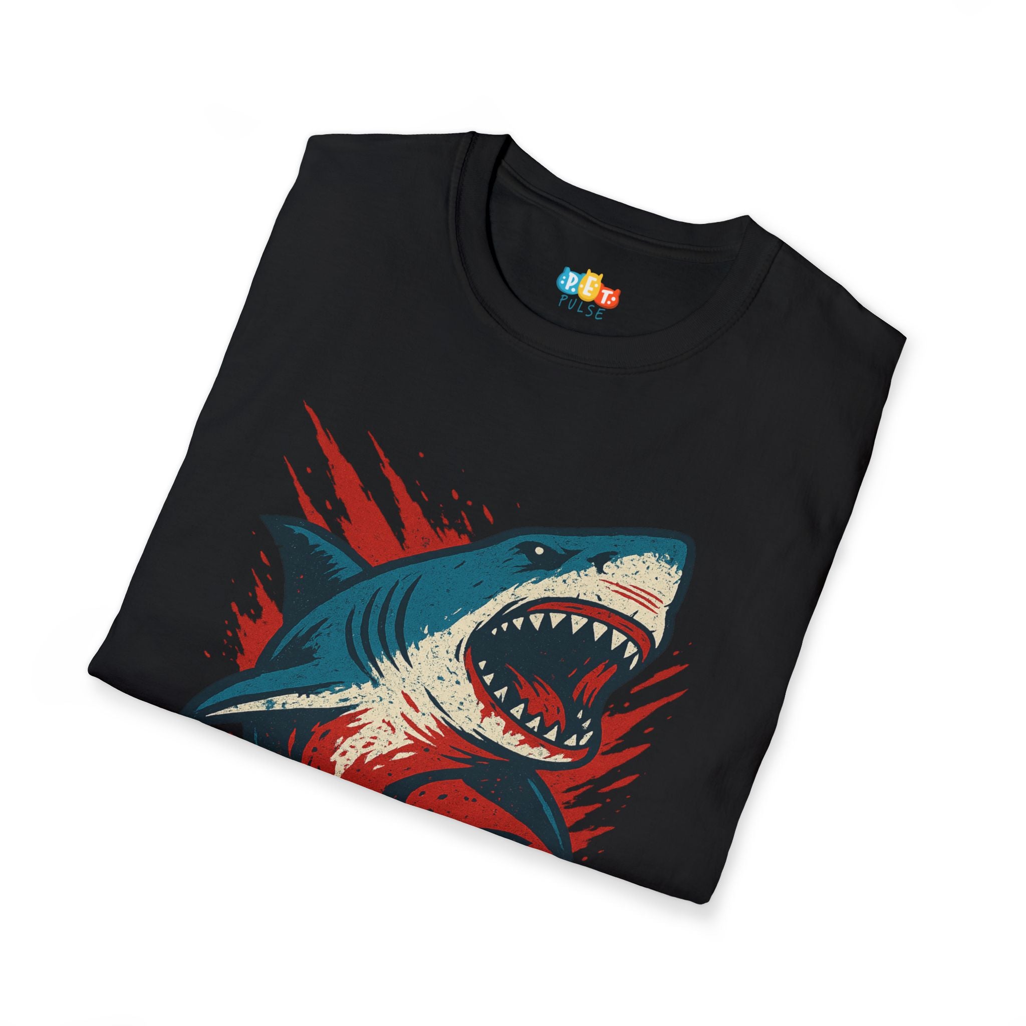 "Ready To Feast" Vintage Shark Attack T-Shirt - Retro Blood Splash Graphic Tee