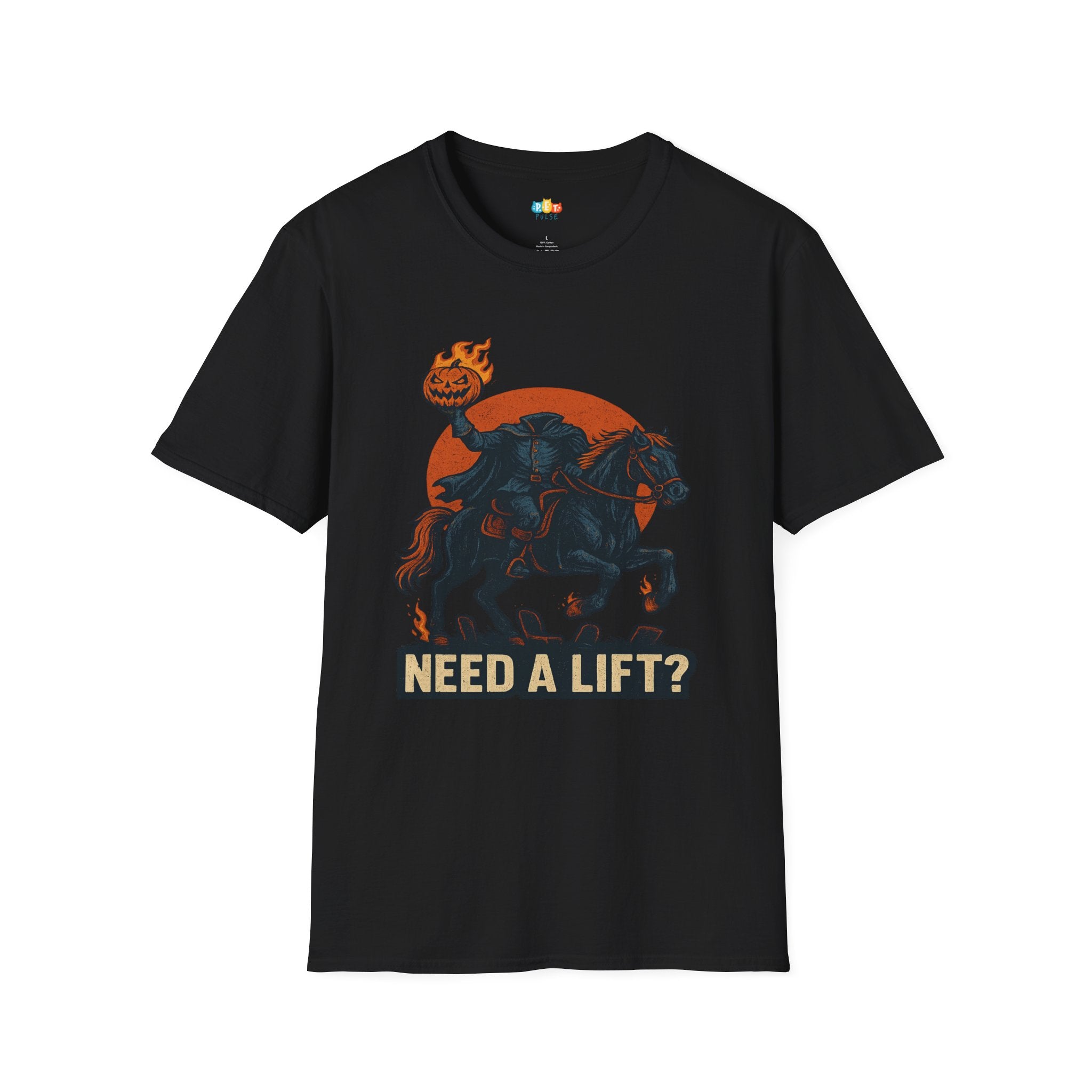 Need A Lift Halloween T-Shirt - Headless Horseman Uber Horror Comedy Gothic Spooky Fall Graphic Tee