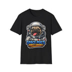 Space Pug’s First Snort Funny Astronaut Pug T-Shirt | Cosmic Encounters Collection by PetPulse
