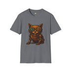 Steampunk Cat T-Shirt - Funny Mechanical Feline Victorian Gears Goggles Engineer Cyberpunk Graphic Tee