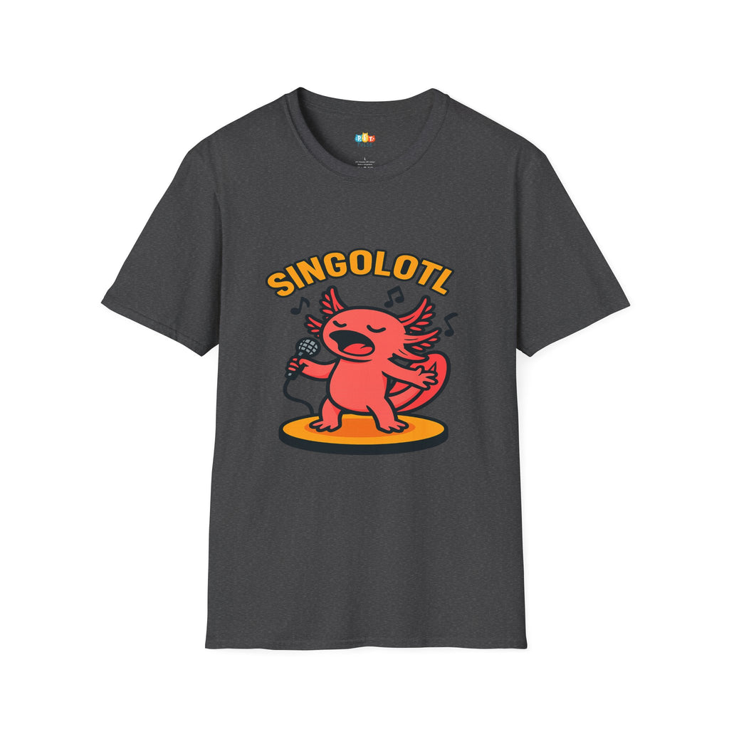 Singolotl Musical Axolotl Karaoke Singer T-Shirt - Funny Animal Pun Music Performance Vocalist Tee