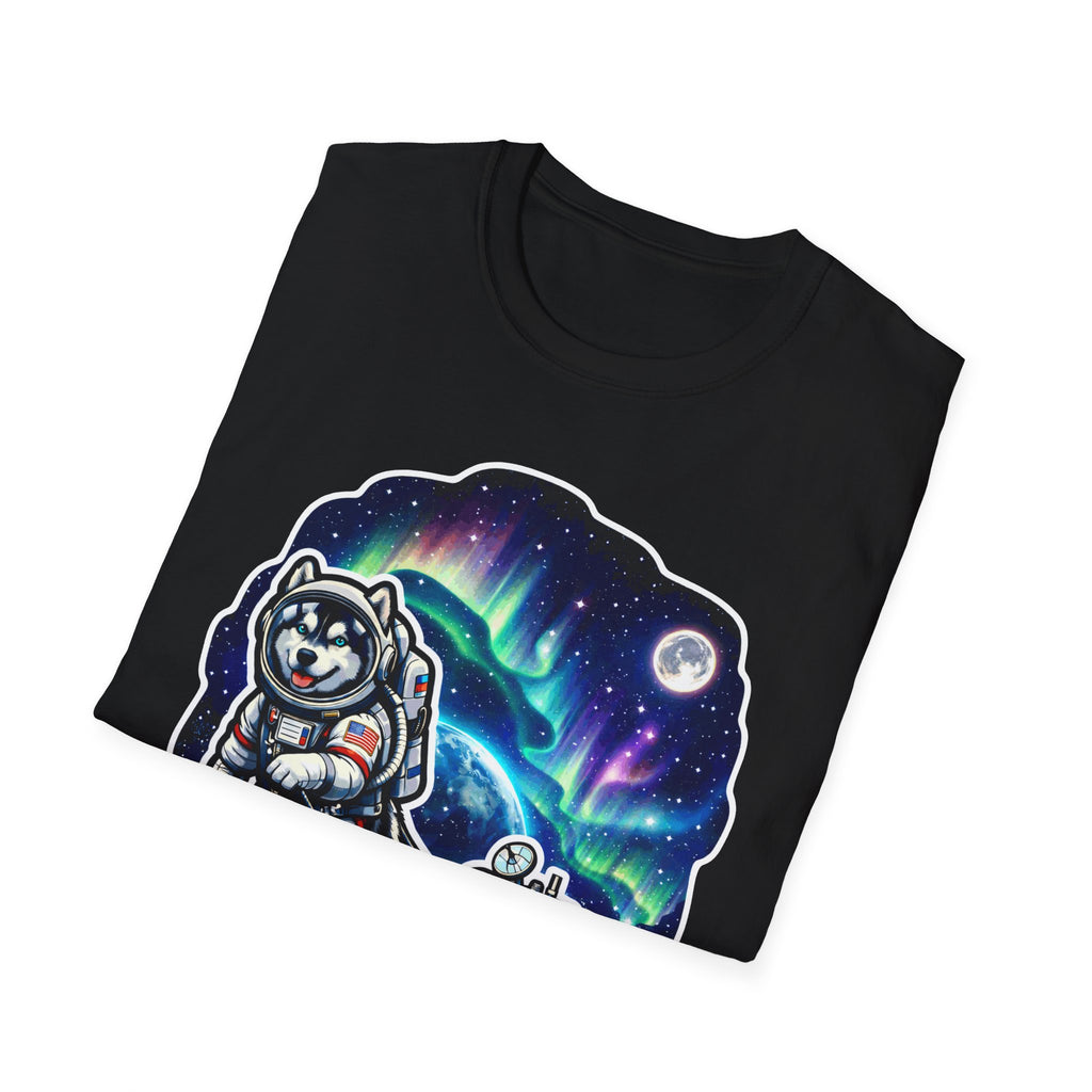 The First Husky on the Moon Funny Astronaut Siberian Husky T-Shirt | Cosmic Encounters Collection by PetPulse