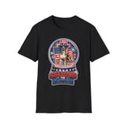 Guarding the Nation Patriotic Guard Dog T-Shirt | Uncle Sam Dog Snow Globe American Flag Graphic Tee | Uncle Sam Pups