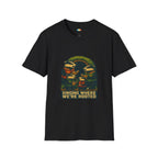 Singing Where We're Rooted Christmas T-Shirt - Vintage Woodland Badger Carolers Holiday Underground Xmas Tee