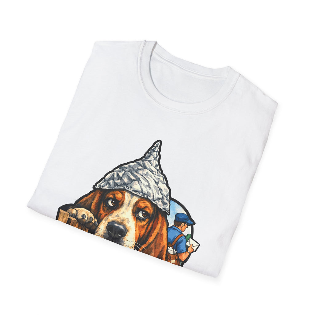 The Mailman Is an Agent Funny Conspiracy Basset Hound T-Shirt | Pet-Spiracy Theorist Collection by PetPulse