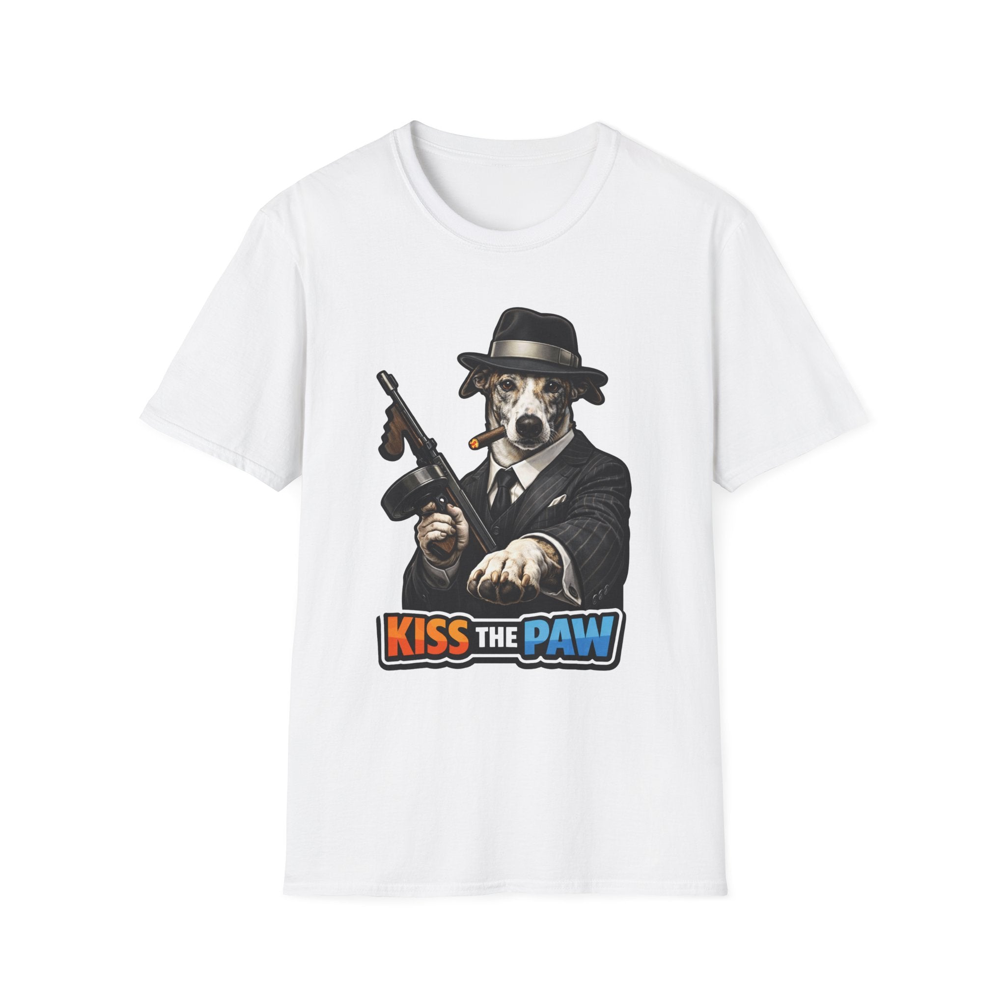 Kiss the Paw Funny Mobster Greyhound T-Shirt | The Dog Father Collection by PetPulse