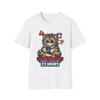 Just One More Scroll Before I Sleep For 23 Hours Funny Doomscrolling Cat T-Shirt | Tech Pack Collection by PetPulse