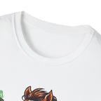Armed and Manely Action Hero Horse T-Shirt | Dual Laser Pistol Space Bounty Hunter Horse Graphic Tee | Mane Event Collection by PetPulse