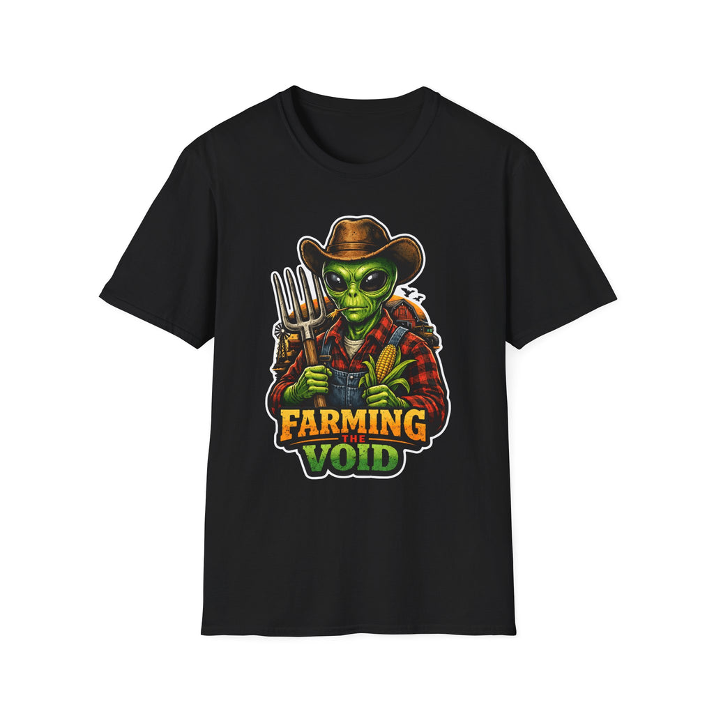 Farming the Void Funny Alien Farmer T-Shirt | Cosmic Encounters Collection by PetPulse