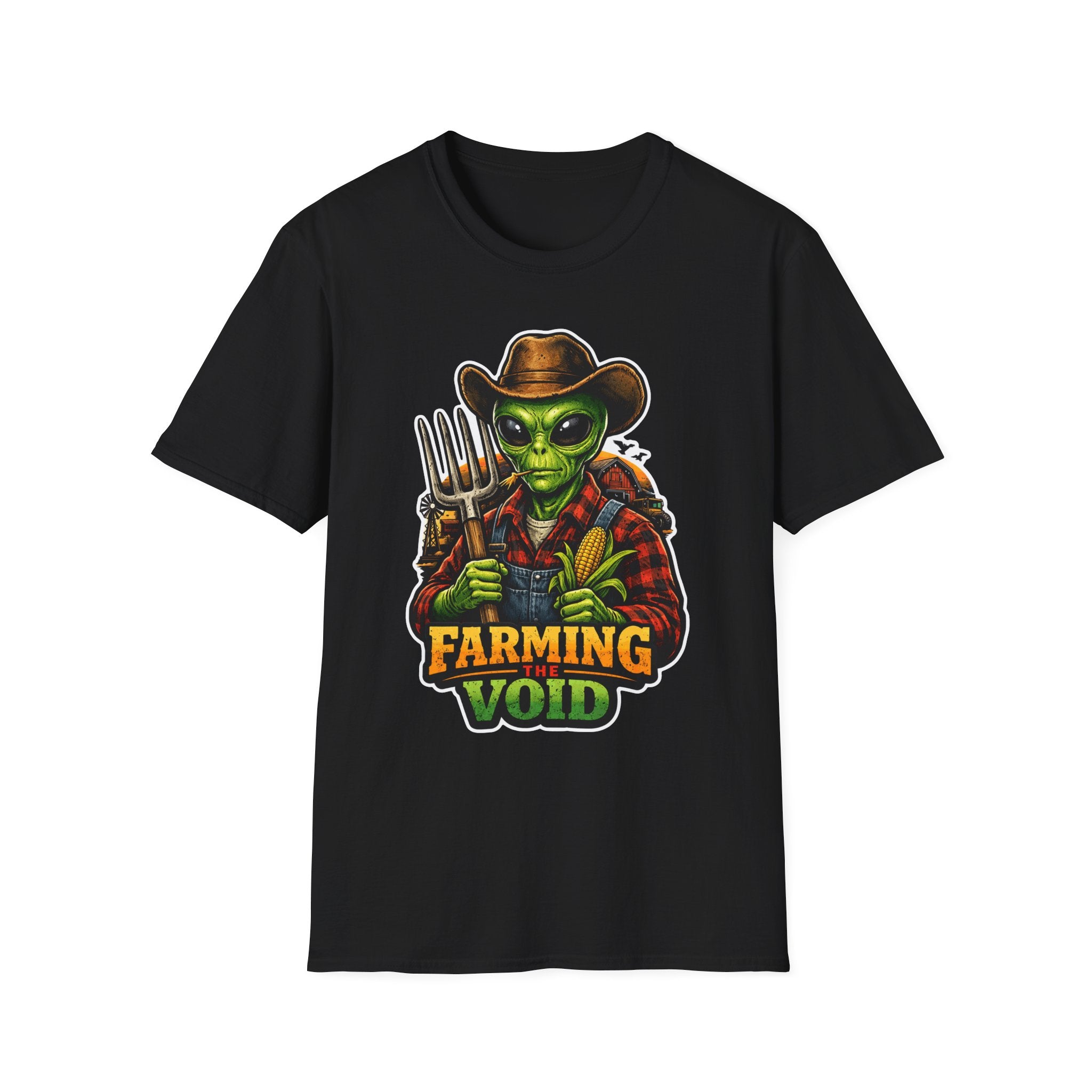 Farming the Void Funny Alien Farmer T-Shirt | Cosmic Encounters Collection by PetPulse