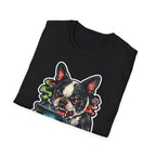 Growling Through the Doomscroll Funny Boston Terrier T-Shirt | Tech Pack Collection by PetPulse