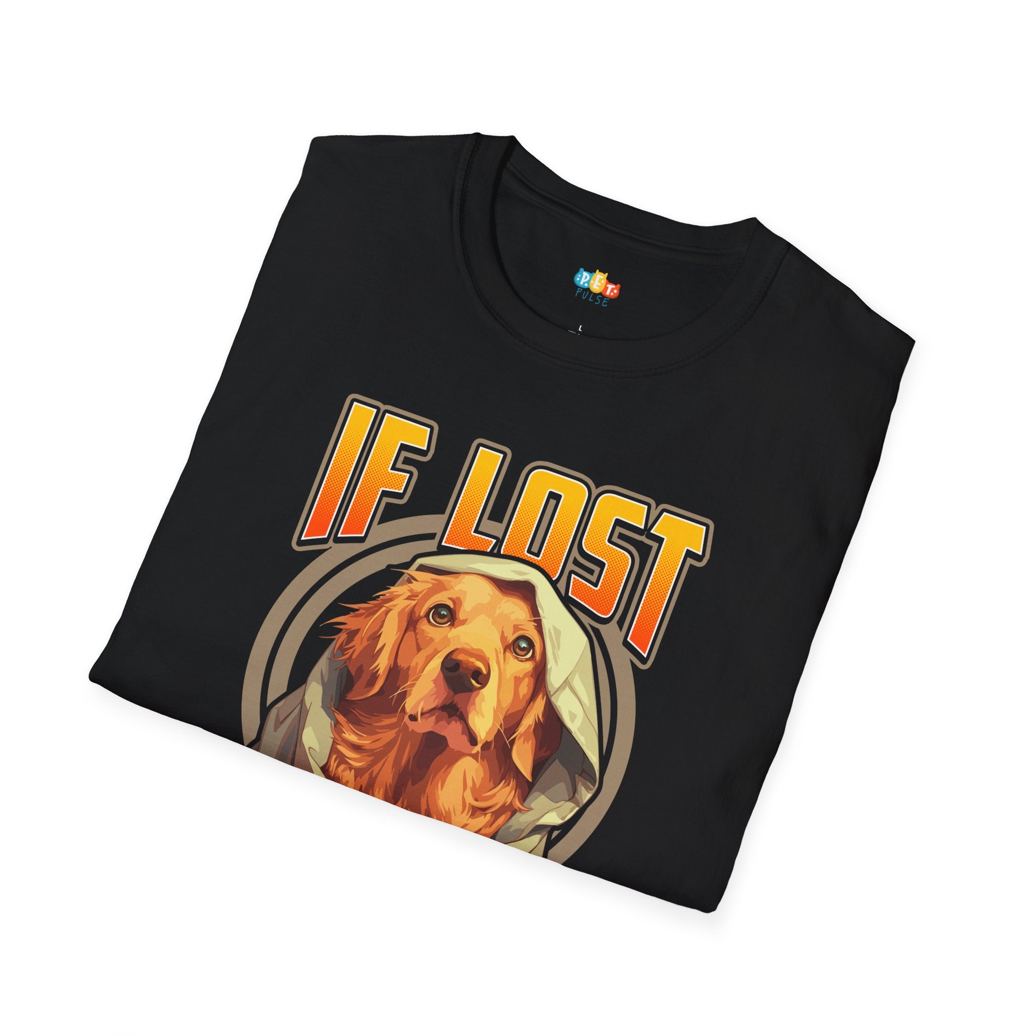 If Lost Find My Rescue Dog T-Shirt - Golden Retriever Rescue Dog Parent Hero Graphic Tee
