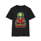 We Don't Eat Meat on Mars Funny Vegan Alien T-Shirt | Cosmic Encounters Collection by PetPulse