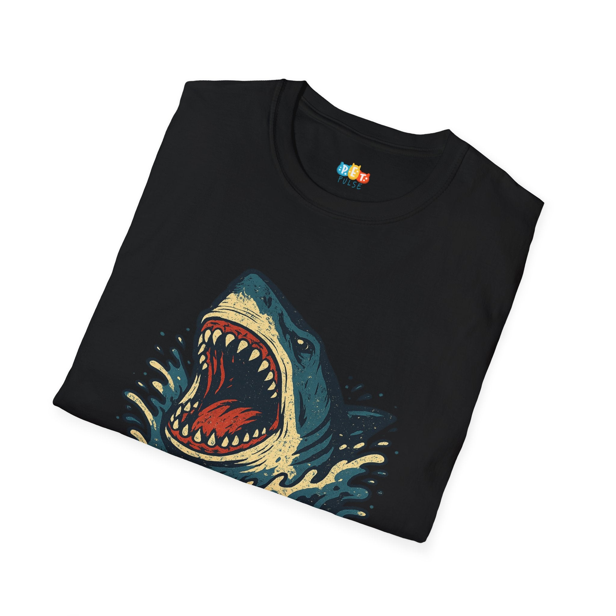 "Ready To Eat" Vintage Shark Hunger T-Shirt - Retro Water Burst Action Tee