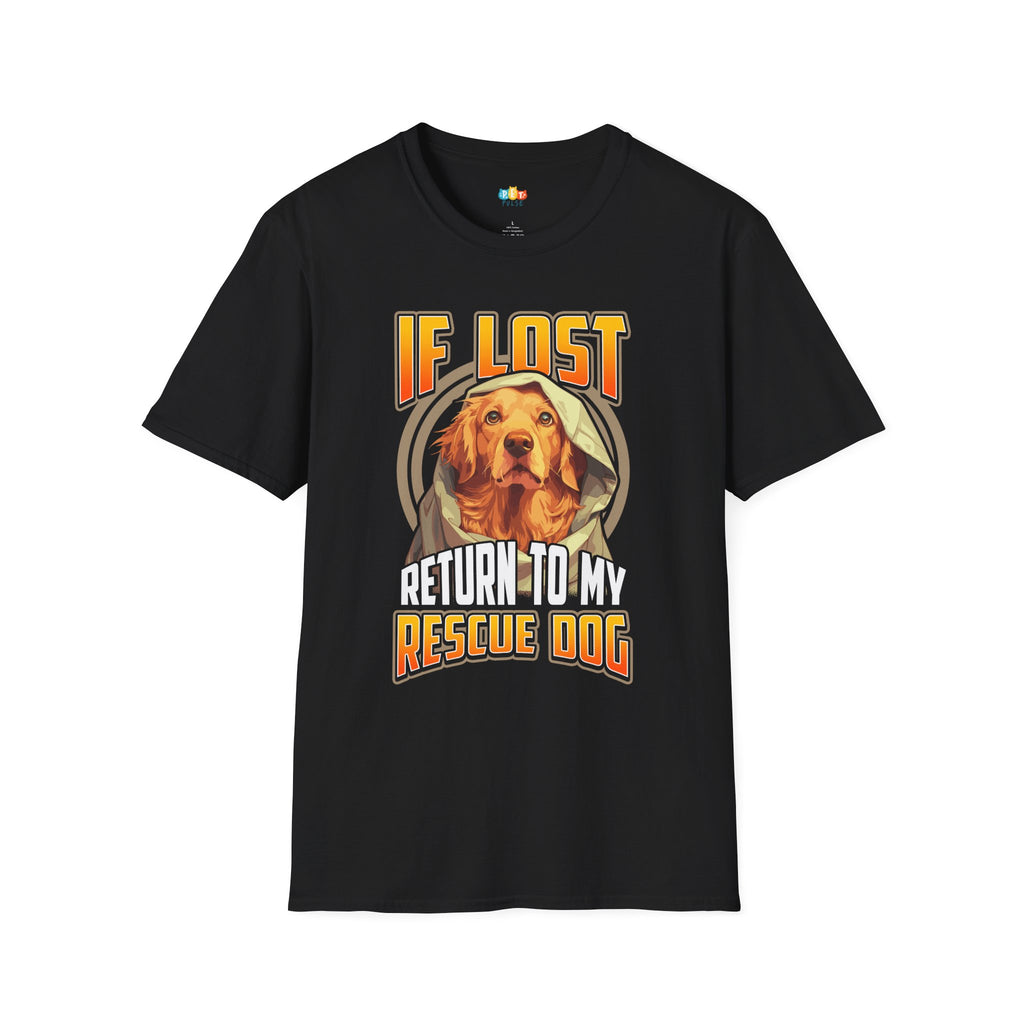 If Lost Find My Rescue Dog T-Shirt - Golden Retriever Rescue Dog Parent Hero Graphic Tee