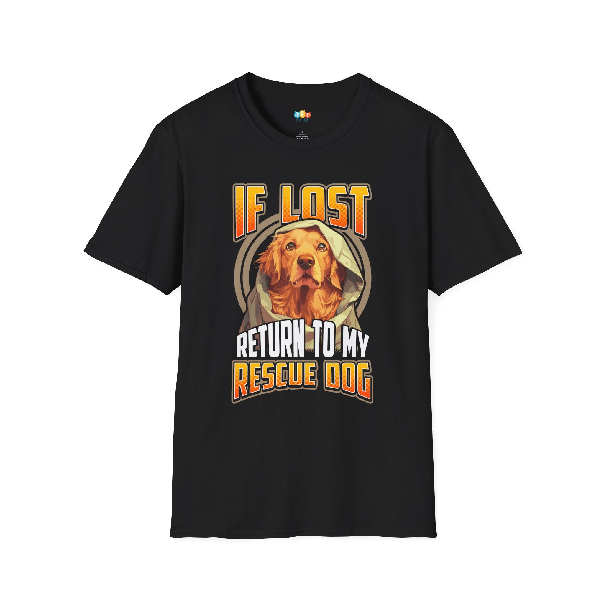 If Lost Find My Rescue Dog T-Shirt - Golden Retriever Rescue Dog Parent Hero Graphic Tee