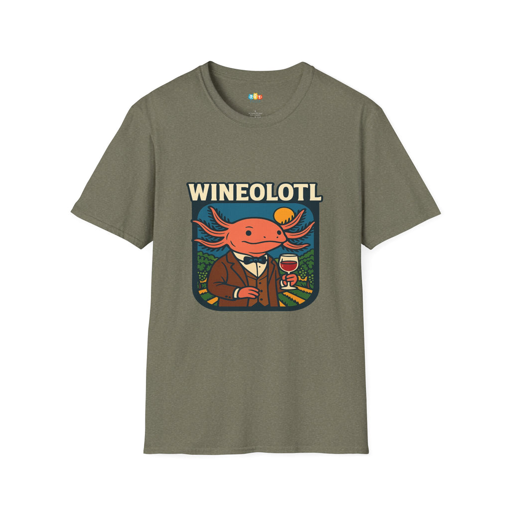 Wineolotl Sophisticated Axolotl Wine Tasting T-Shirt - Funny Animal Pun Vineyard Sommelier Classy Tee
