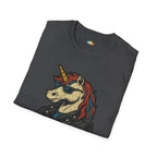 Born to Be Mythic Unicorn T-Shirt - Funny Cool Leather Jacket Biker Fantasy Magic Rebel Graphic Tee