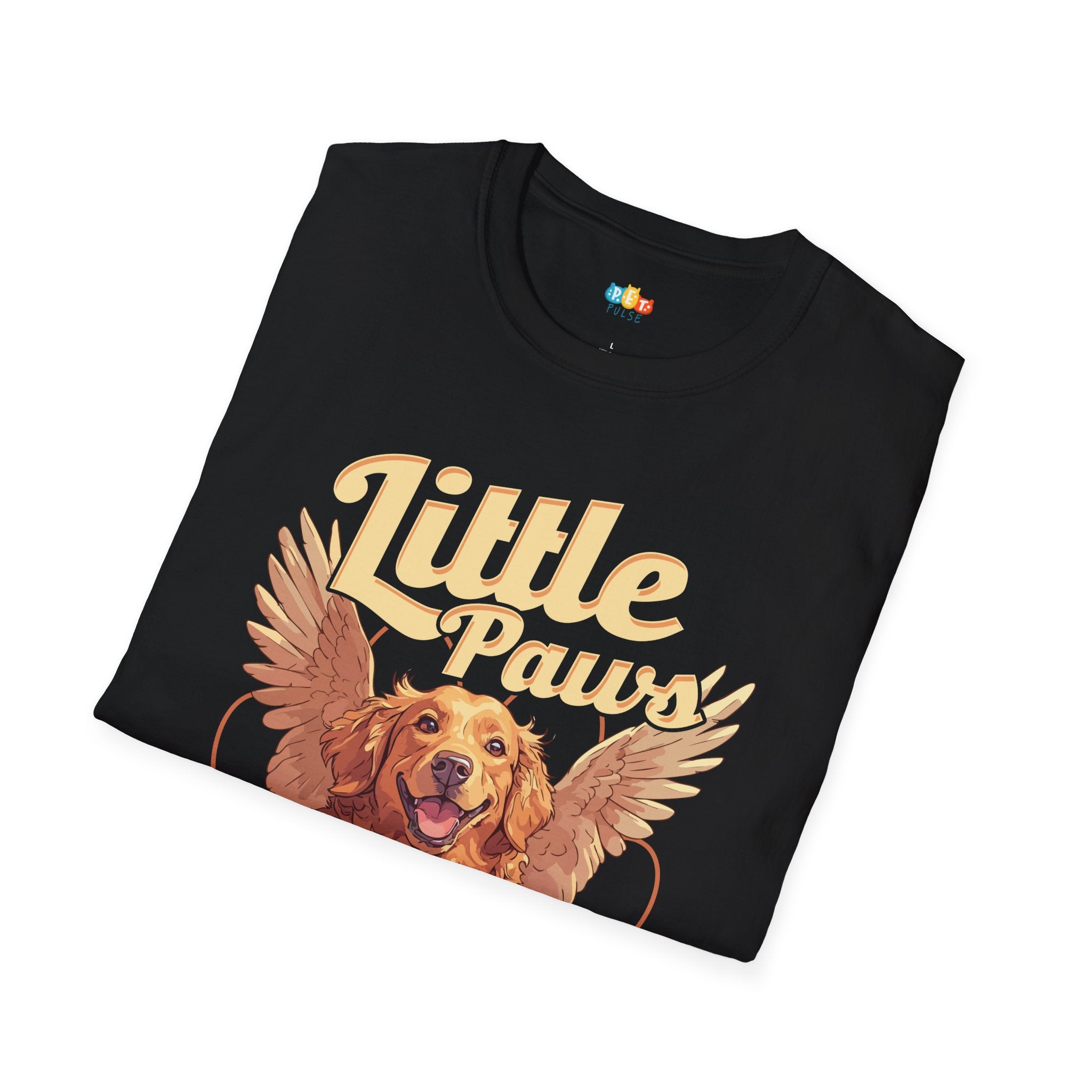 Little Paws Giant Wings Dog T-Shirt - Pet Memorial Rainbow Bridge Golden Retriever Grief Support Tee
