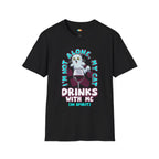 I Love You Drinks With Me In Spirit T-Shirt - Funny Ghost Cat Wine Lover Memorial Pet Wine Time Graphic Tee