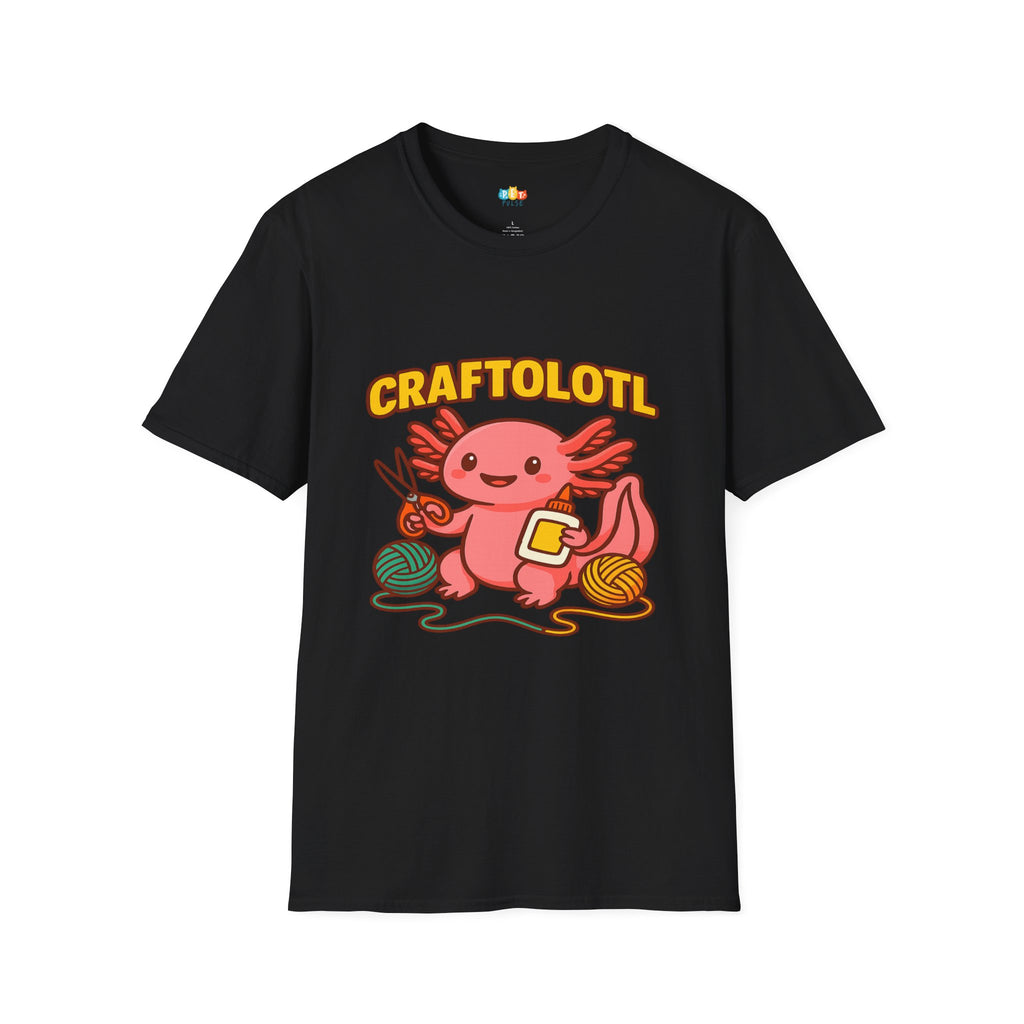 Craftolotl Crafting Axolotl T-Shirt - Funny DIY Craft Arts Scissors Glue Yarn Crafty Creator Tee
