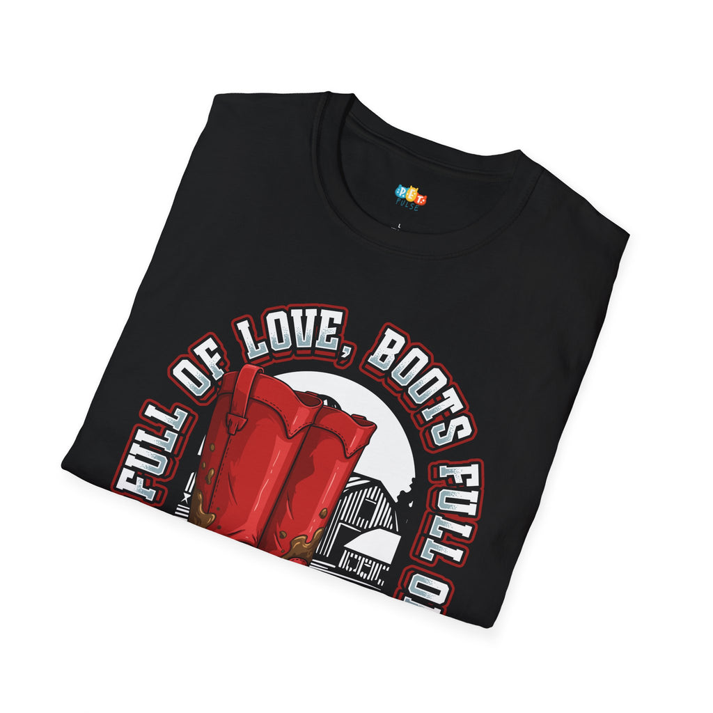 Farm Life Mud Boots T-Shirt - Funny Rural Country Living Red Rubber Wellington Boots Farmer Graphic Tee