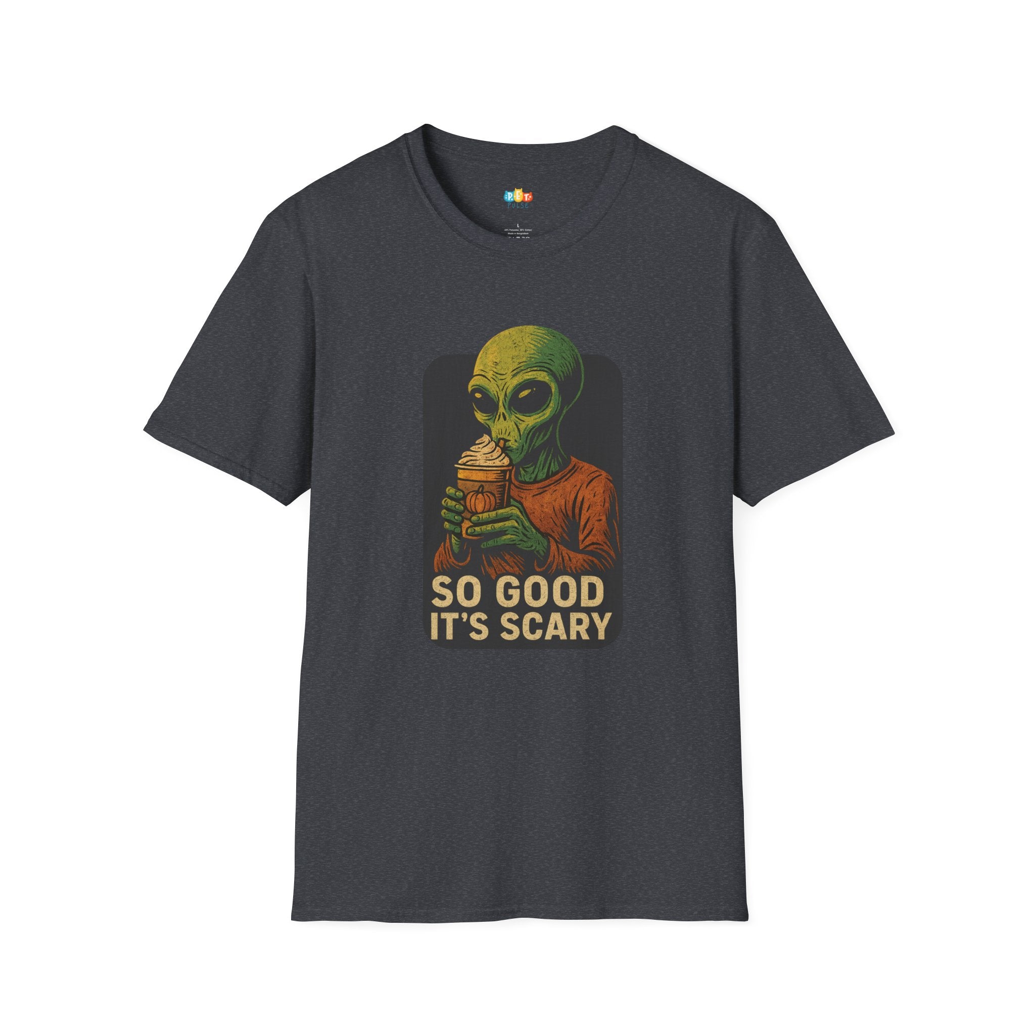 So Good It's Scary Alien Pumpkin Spice Halloween T-Shirt - Funny UFO PSL Coffee Sci-Fi Tee
