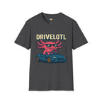 Drivelotl Cool Driving Axolotl T-Shirt - Funny Car Lover Racing Sports Car Driver Automotive Tee