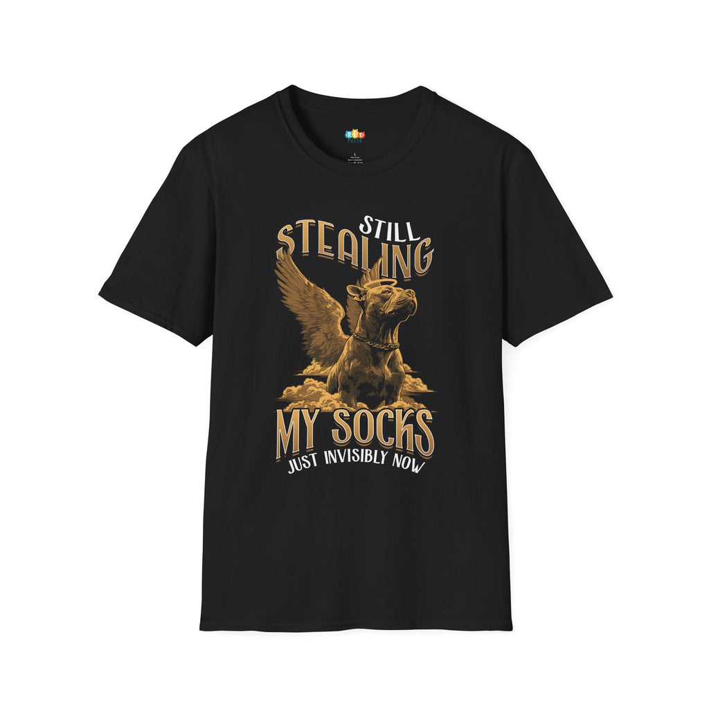 Stealing My Socks Dog T-Shirt - Pet Memorial Rainbow Bridge Angel Dog Grief Support Graphic Tee